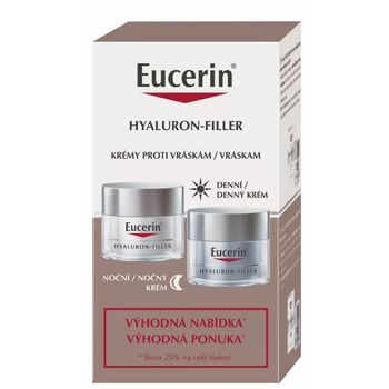 Eucerin HYALURON-FILLER + 3x EFFECT Denný krém SPF 15 + Nočný krém 2×50 ml, balenie pleťovej kozmetiky