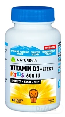 SWISS NATUREVIA VITAMIN D3-EFEKT KIDS 600 I.U. 1×60 ks, cmúľacie pastilky