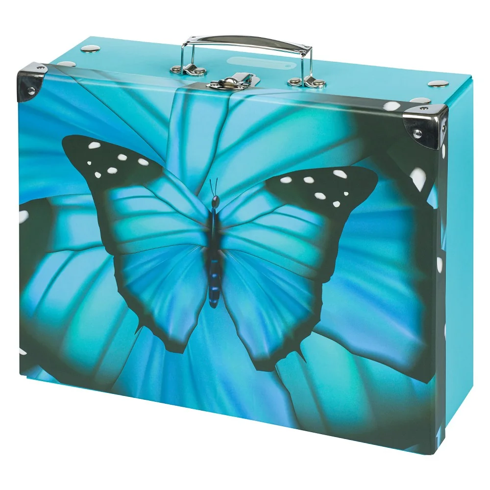 Skladací školský kufrík Butterfly s kovaním Motýľ, fialový