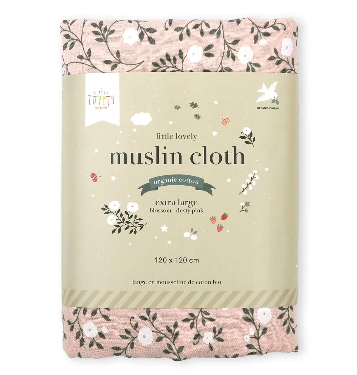 A Little Lovely Company - Mušelínová osuška XL, blossom - dusty pink 
