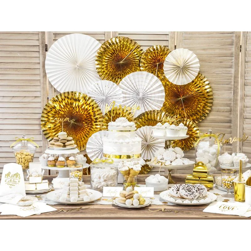 PartyDeco Rozetky bielo-zlaté 40x32x23cm 4ks