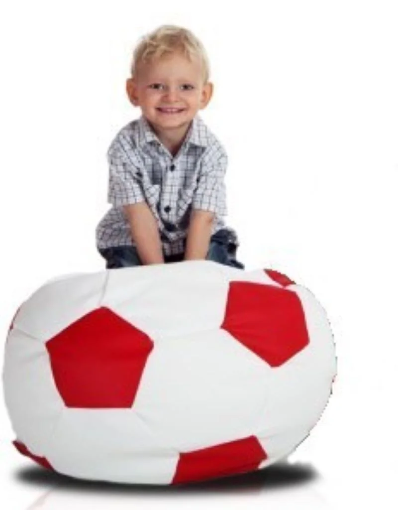Sedací vak futbalová lopta malá bieločervená EMI