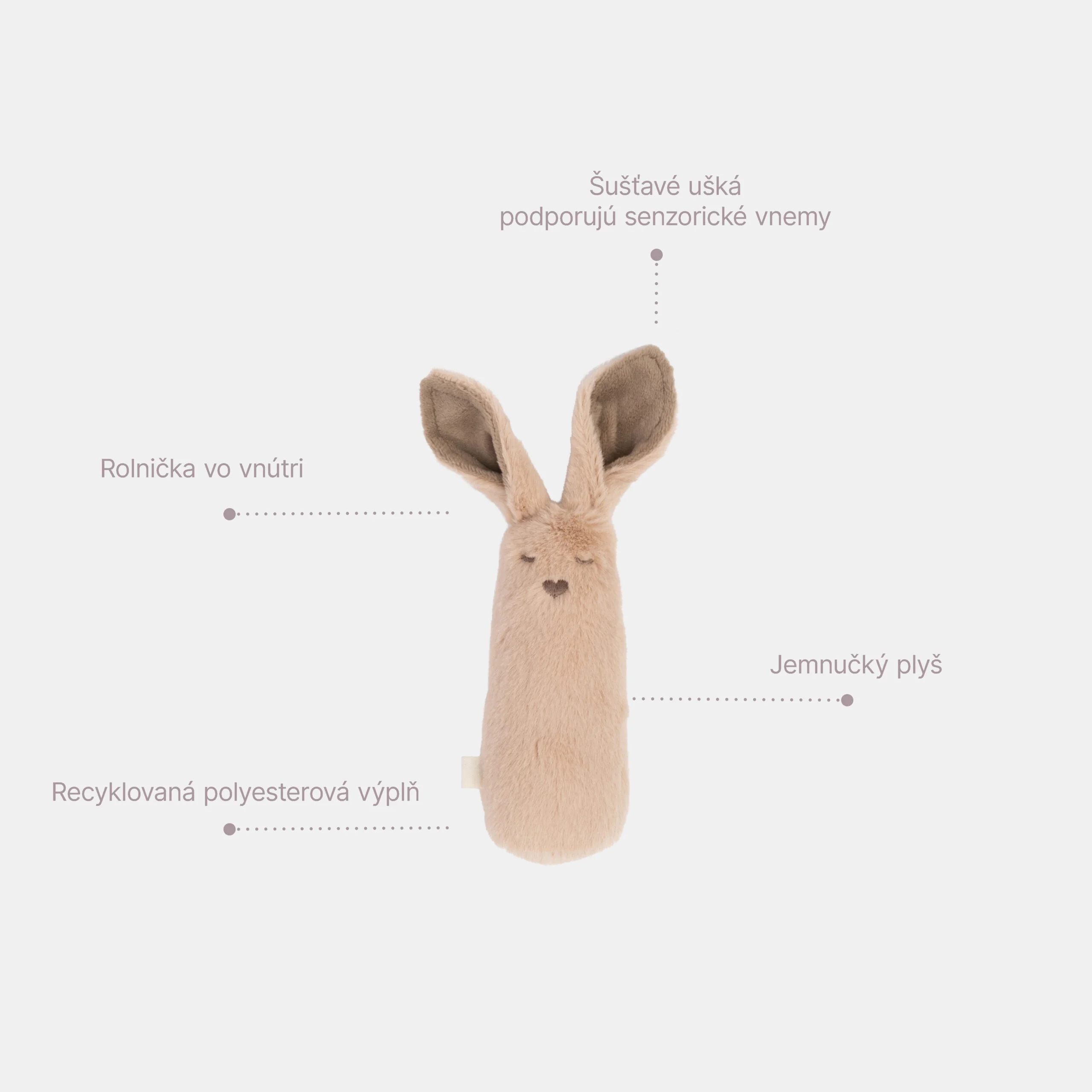 BIBS Kangaroo plyšová hrkálka Vanilla