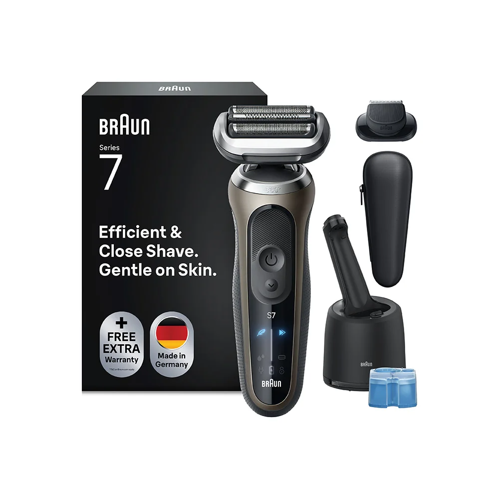 Braun Series 7 72-C7200CC elektrický holiaci strojček + stanica SmartCare, + 1 nástavec, zlatý 1 set