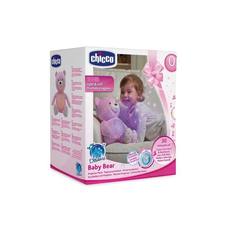 Medvedík uspávačik s projektorom a hudbou Baby Bear First Dreams - ružová 0m+