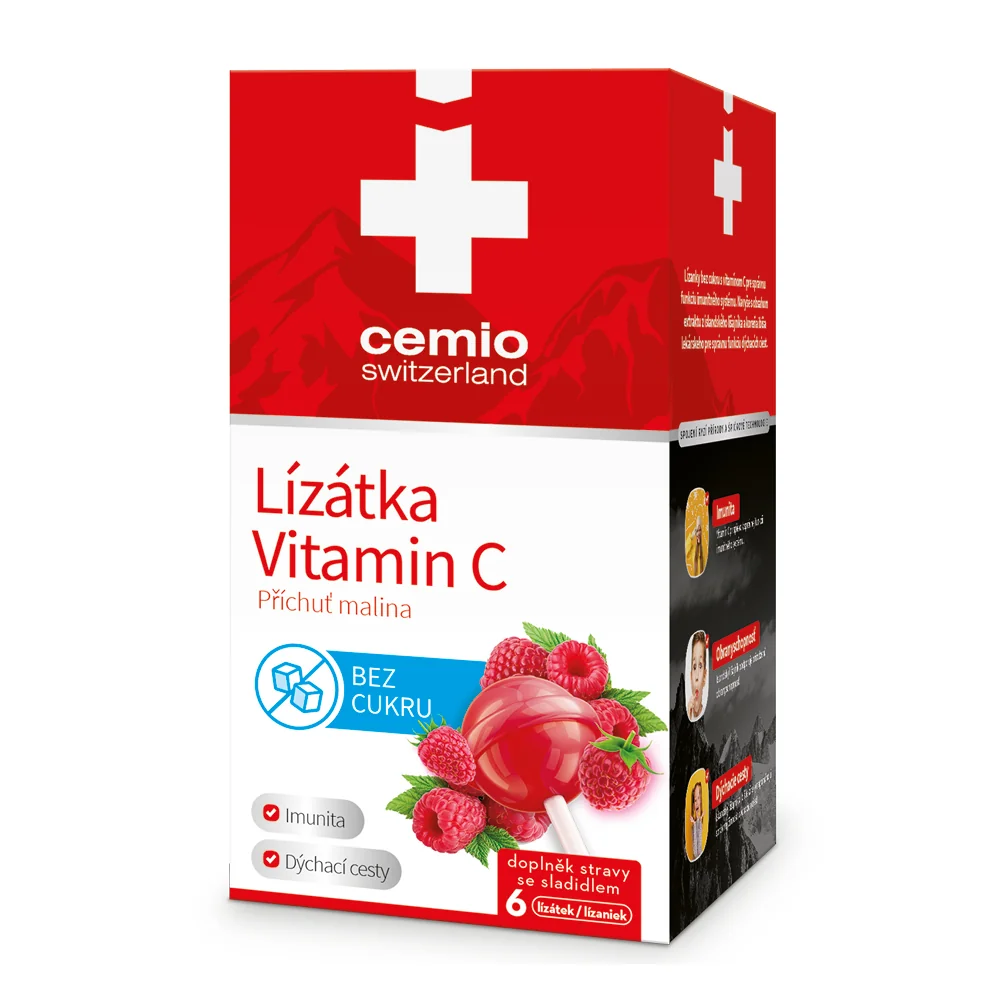 Cemio Lízanky Vitamín C malina 6 ks