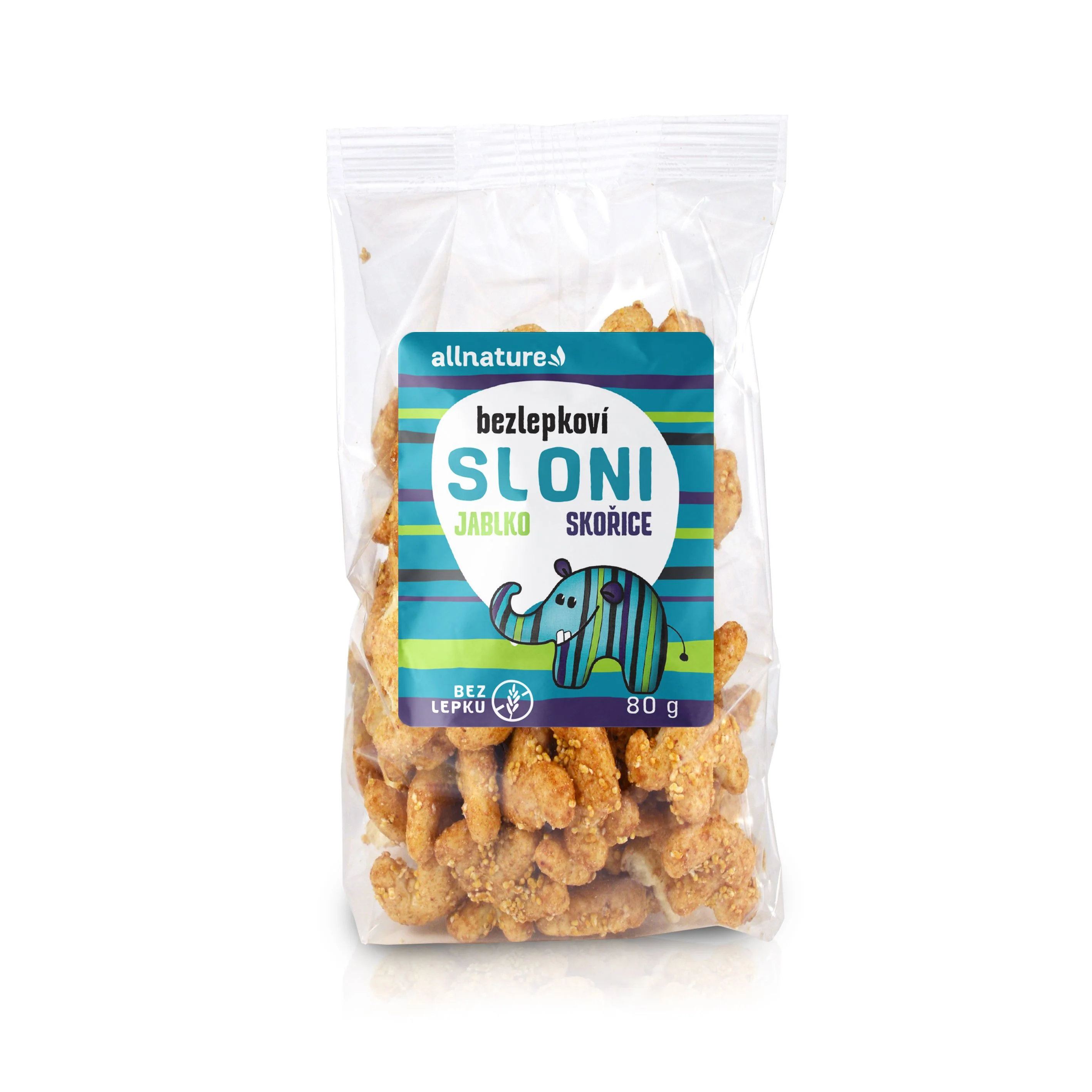 Allnature Slony Jablko - Skorica 1×80 g, chrumky