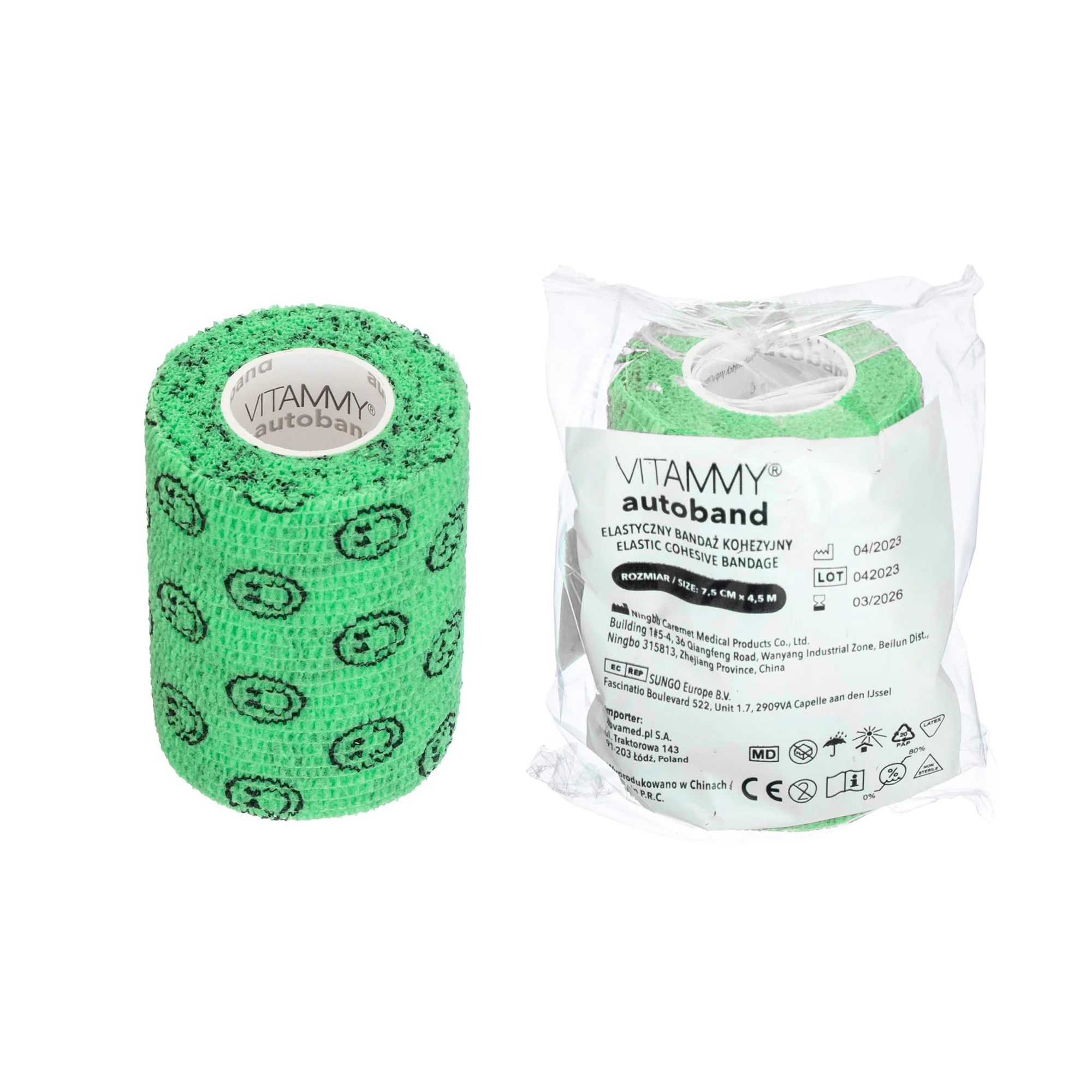 VITAMMY Autoband samolepiaca bandáž s potlačou smajlík, zelená 7,5 cm x 450 cm