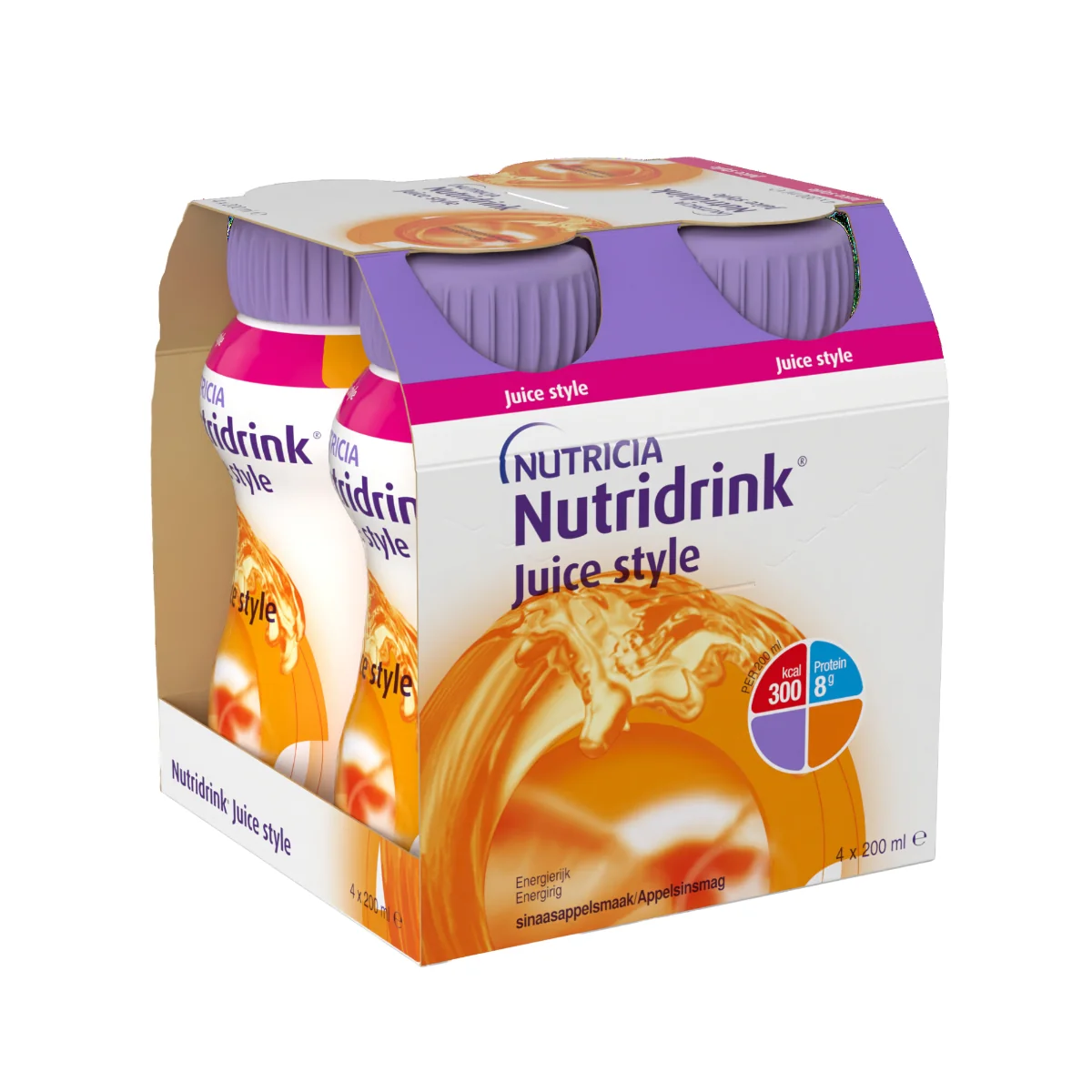 NUTRIDRINK Juice Style Pomaranč 4×200 ml, nápoj na medicínske účely