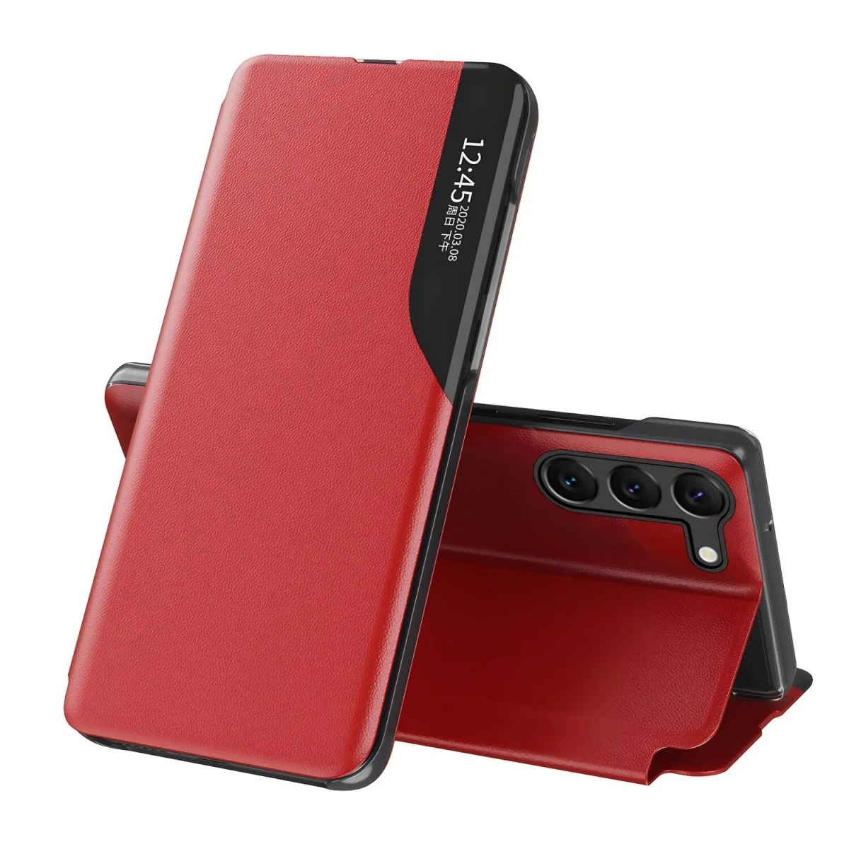 MG Eco Leather View knižkové puzdro na Samsung Galaxy S23 Plus, červené