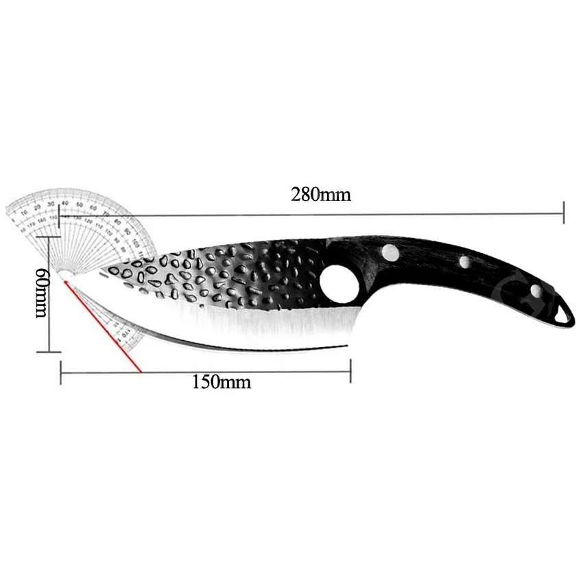 Kuchynský sekací nôž Kanoja-Čierna 1ks, 28cm, čepeľ 15cm