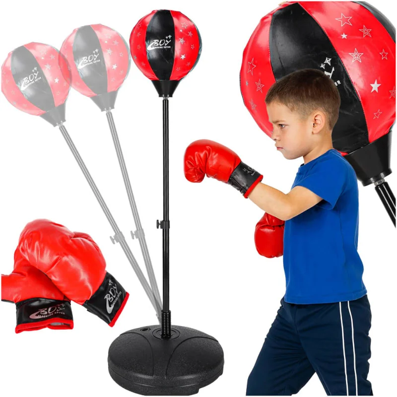 Boxerská hruška s rukavicami na pružine, výška 90–124 cm