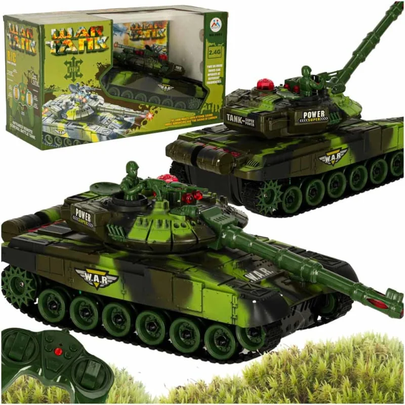 RC tank 2.4 GHz – lesný kamufláž, bitky tank vs. tank