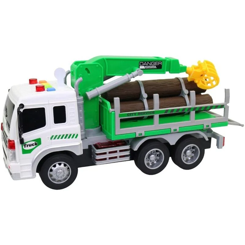 MADE - Auto na prepravu dreva, zdvíhacie rameno, na batérie, svetlo a zvuk, zotrvačník, 26 cm