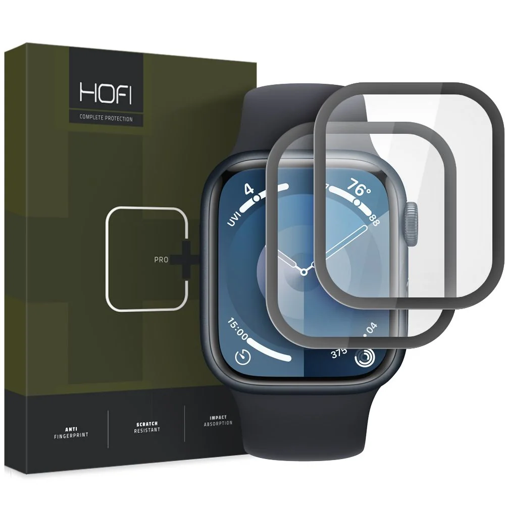 HOFI Hybrid 2x ochranné sklo na Apple Watch 7 / 8 / 9 45mm, čierne 