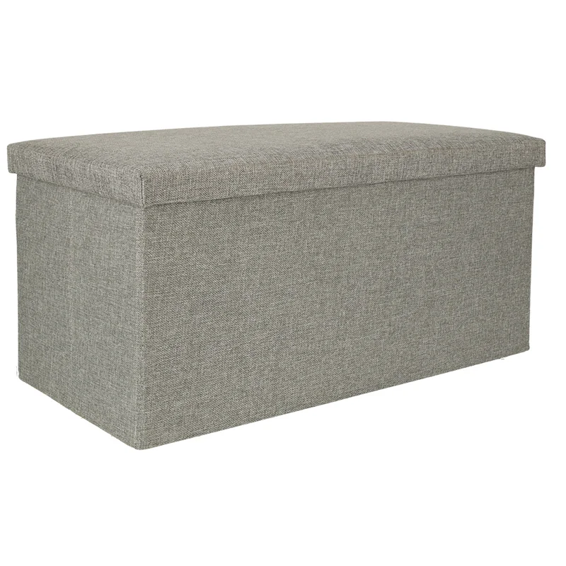 Skladací puf s úložným priestorom sivý veľký 76 × 38 × 38 cm
