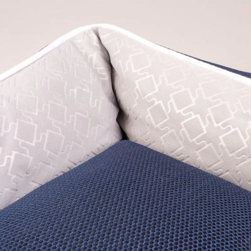 DUVO+ Komfortný obdĺžnikový pelech pre psov M - 85x70x22cm - modrý/sivý