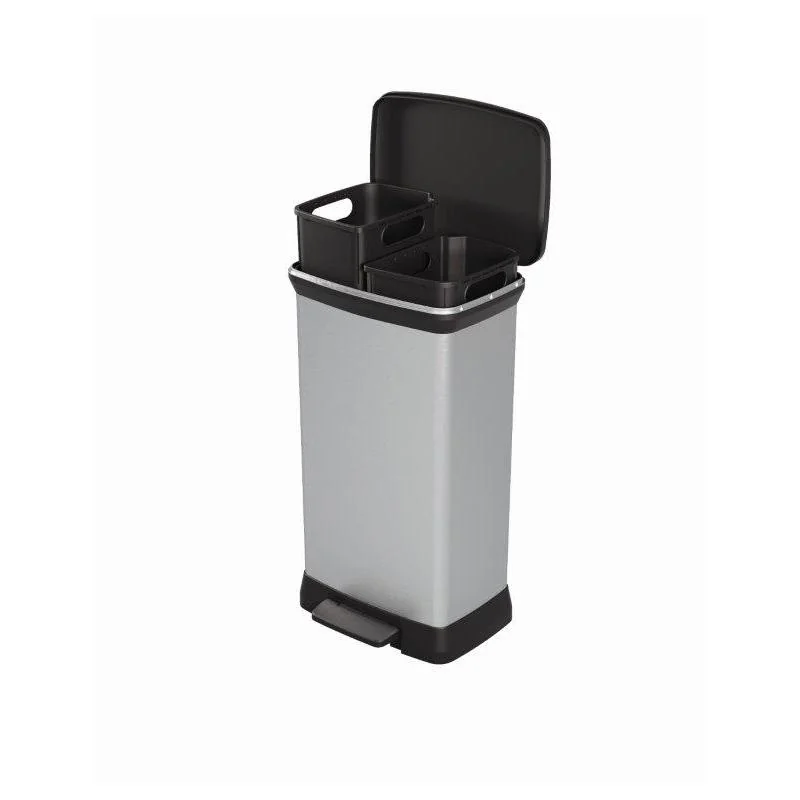 Odpadkový kôš Curver Deco Bin Duo 23 l + 23 l strieborný 252026