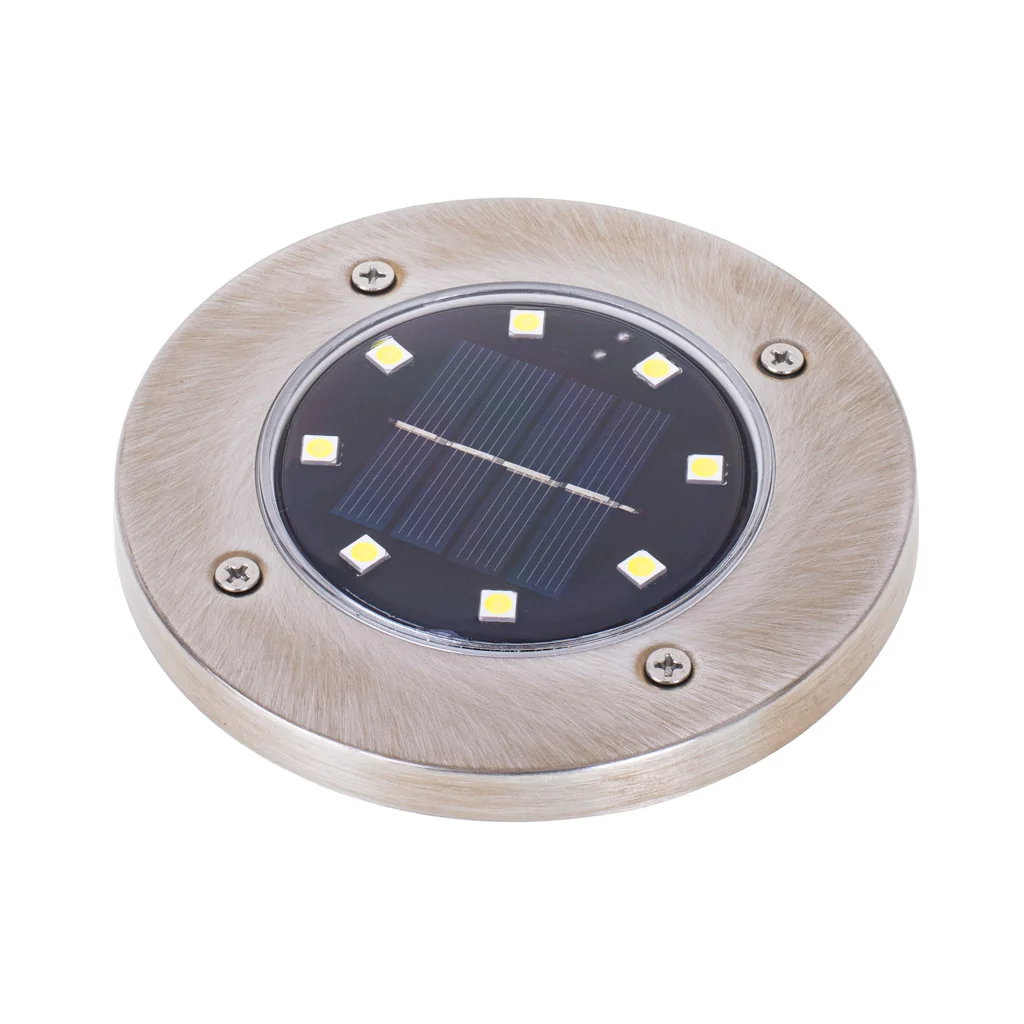 Solárne záhradné zapustené svetlá 8 LED – sada 4 ks, teplá biela