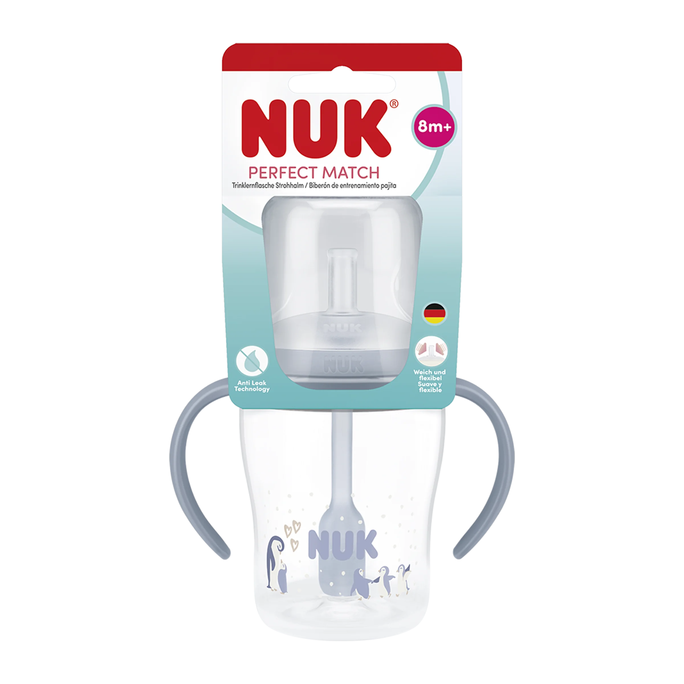 NUK flaša na uč. Perfect Match slamka PENGU 150 ml 1 ks