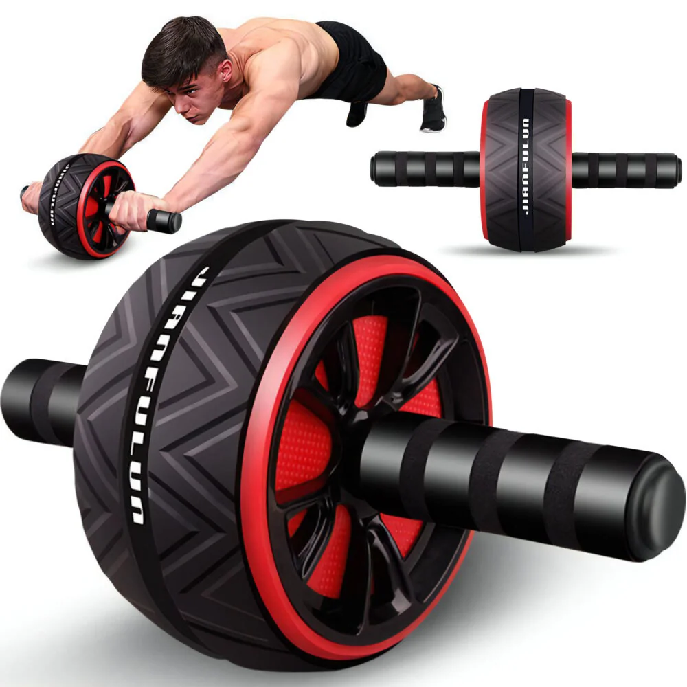 MG FitRoll posilňovacie koliesko + podložka, čierne / červené