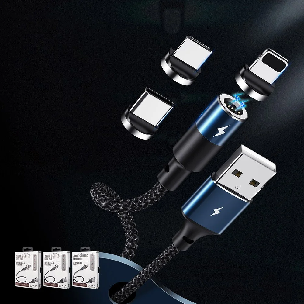 Remax Zigie magnetický kábel USB / Micro USB 3A 1.2m, čierny