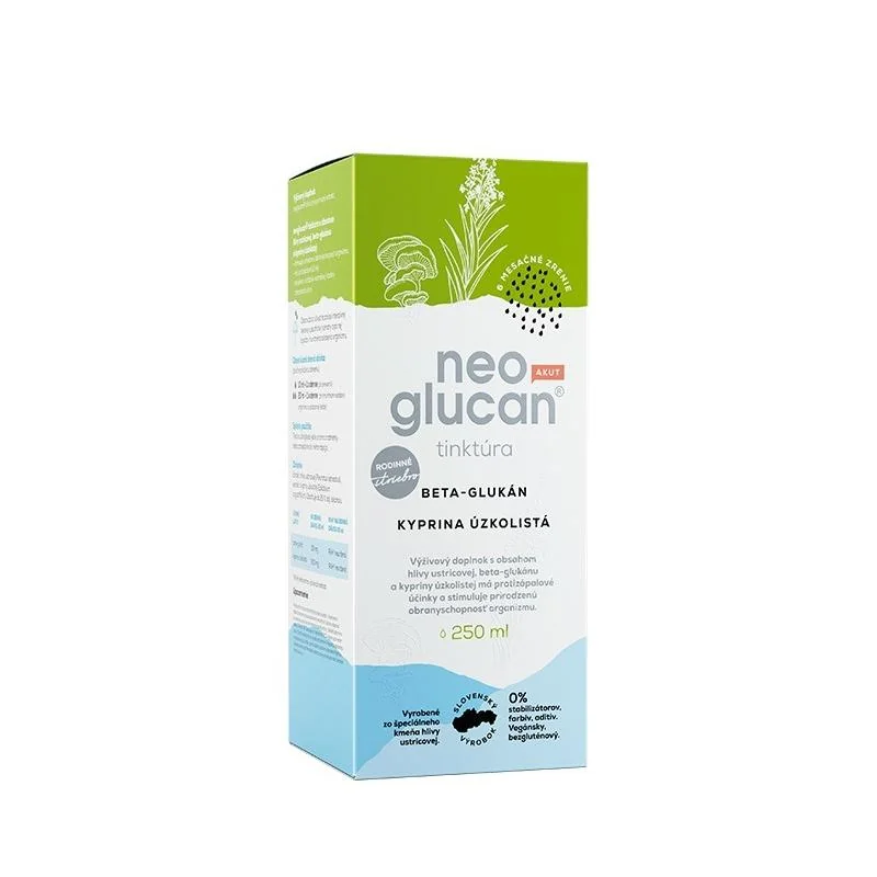 Neoglucan Tinktúra AKUT s obsahom tekutého beta-glukánu a kypriny úzkolistej