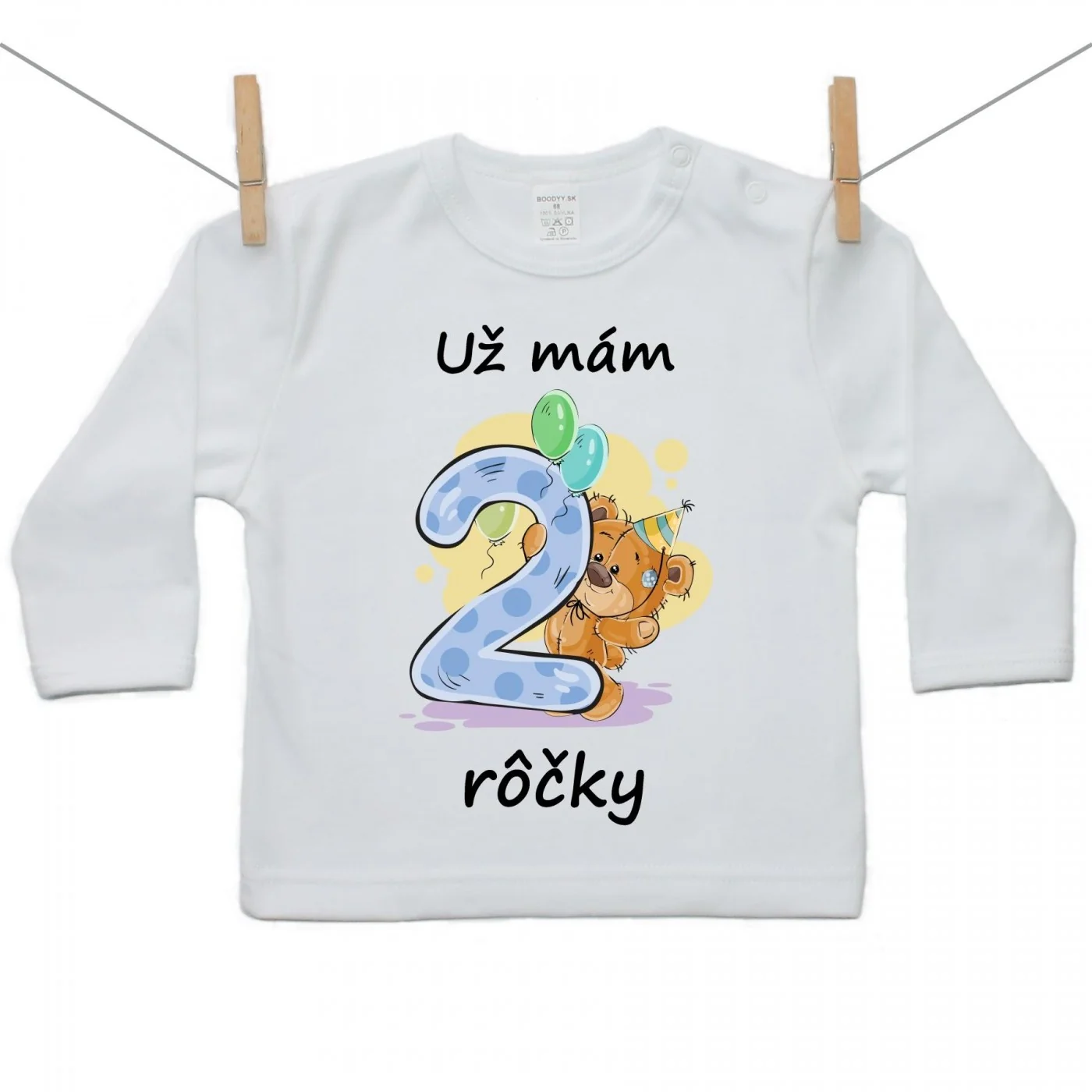 Boodyy Tričko s dlhým rukávom Už mám 2 rôčky Veľkosť: 104