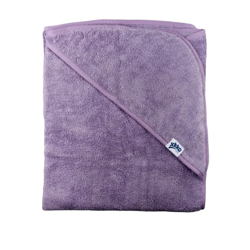 XKKO Organic BIO froté osuška s kapucňou 90x90 cm – Lavender Aura