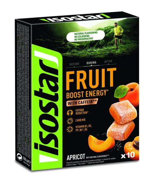 Isostar želé FRUIT BOOST COFFEIN 10×10 g, energetický gél