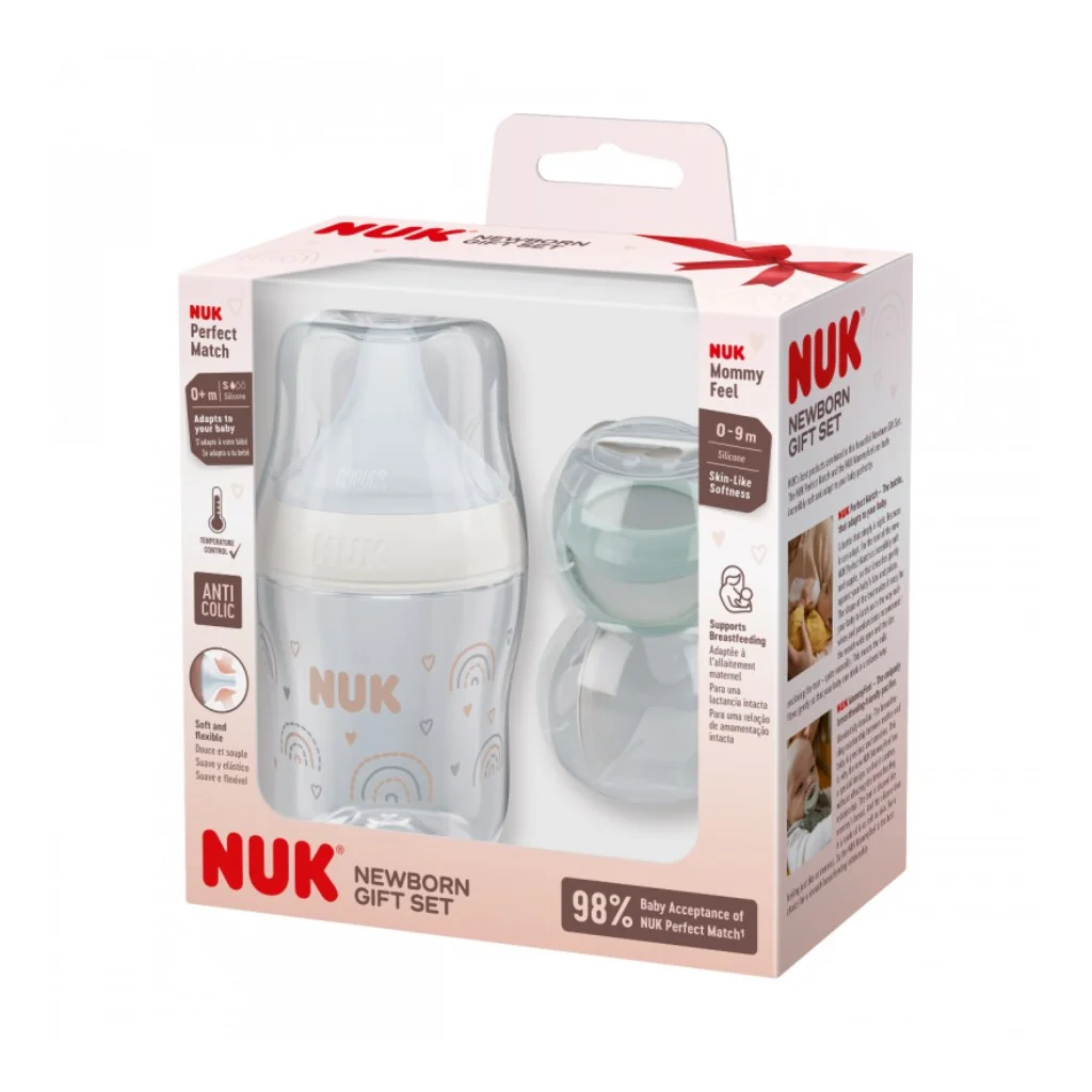Dojčenská fľaša NUK Perfect Match Newborn Gift set 150 ml ,