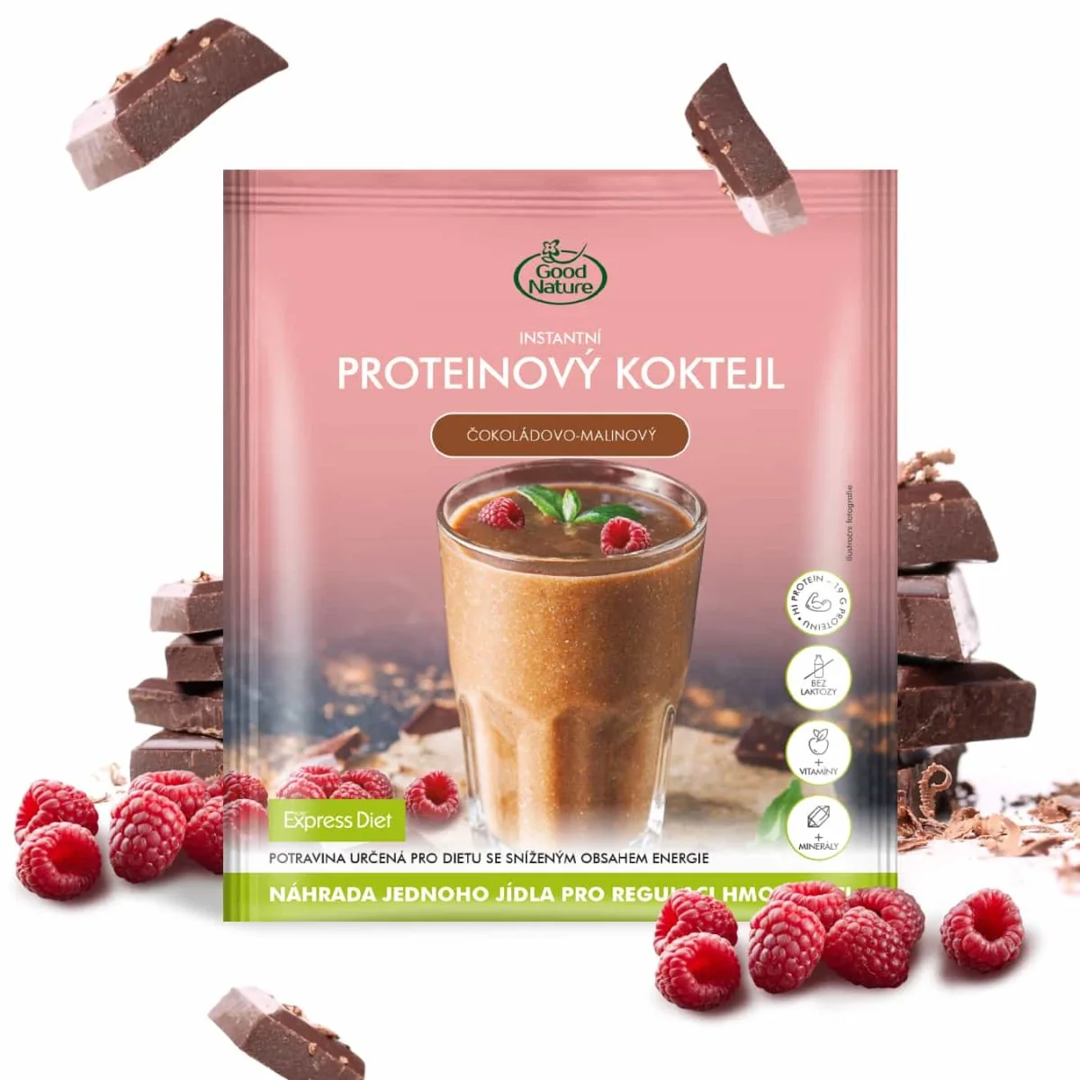 Proteínový čokoládovo-malinový koktail Express Diet, 60 g