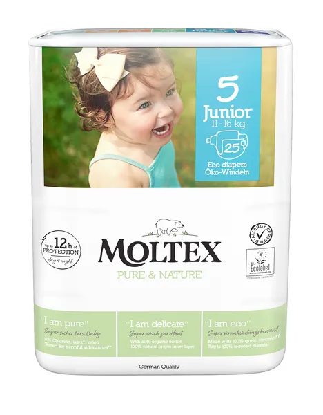 Moltex Pure & Nature Plienky Junior 11-16 kg 1×25 ks, EKO plienky
