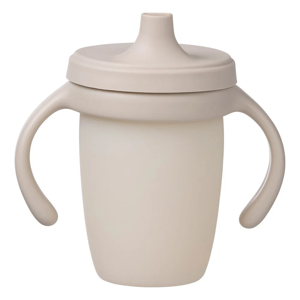 Silikónový hrnček s pítkom 240 ml béžový, silikón, 240 ml