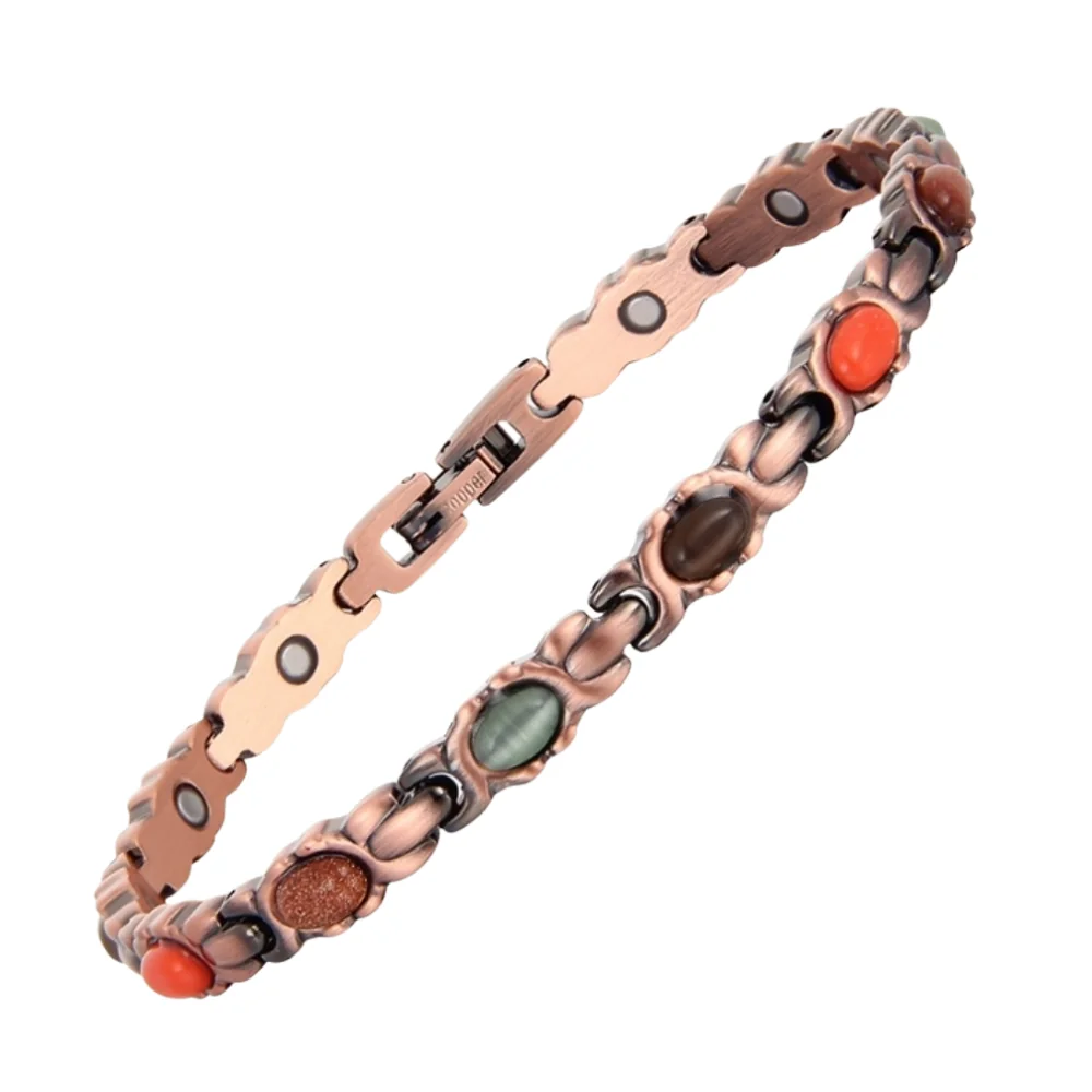 Luxusný magnetický náramok z medi – rôzne kamene – 0,6 cm, 1ks