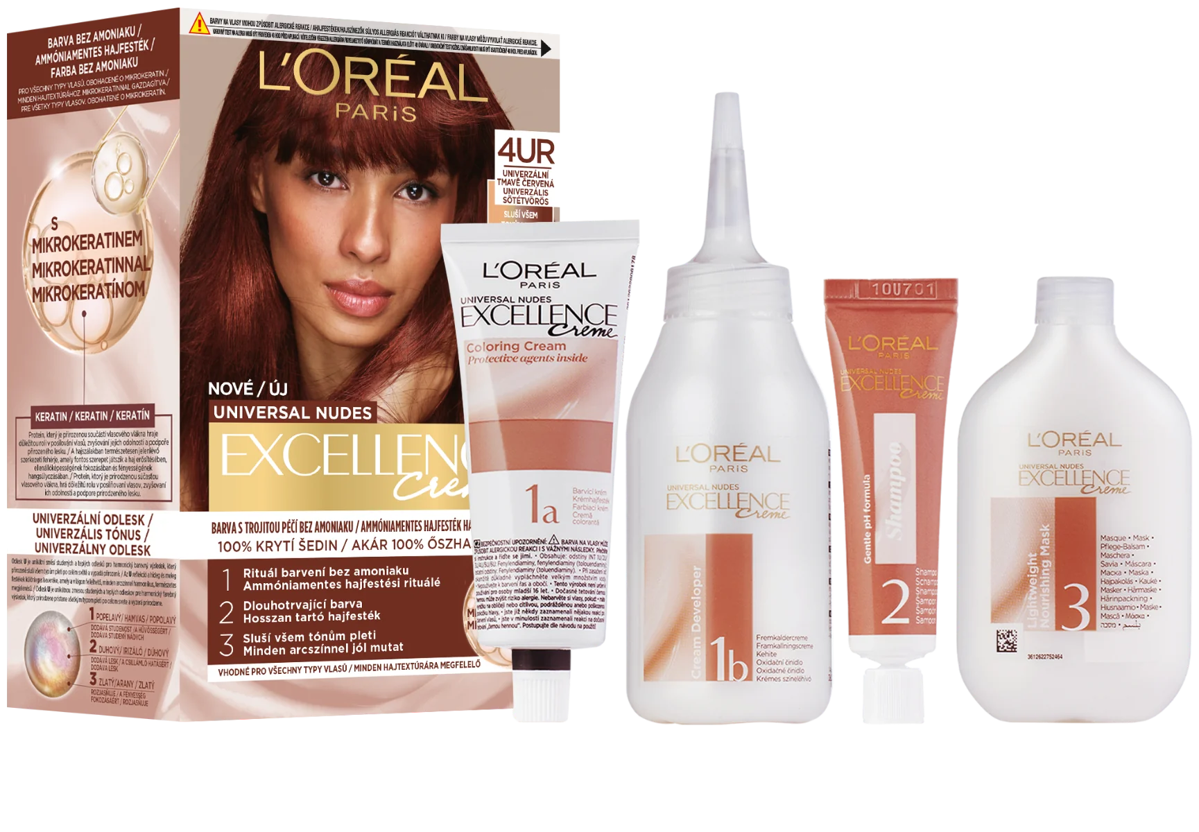 L'Oréal Paris Excellence Nudes Copper 4UR Univerzálna tmavočervená 1×1 ks, permanentná farba na vlasy
