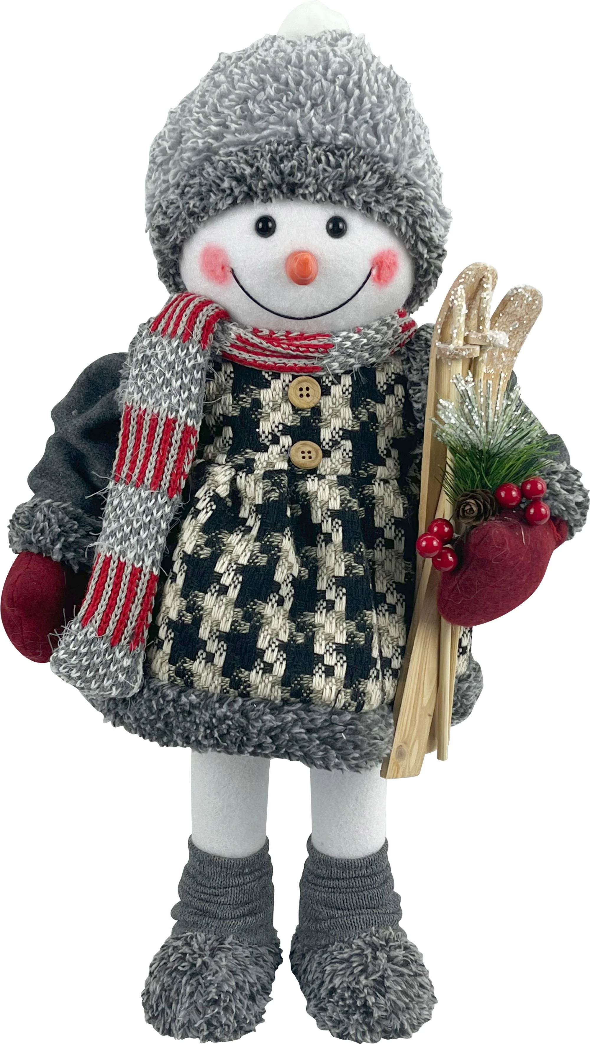 MagicHome vianočný snehuliak dievča s lyžami, 1 ks 50 cm