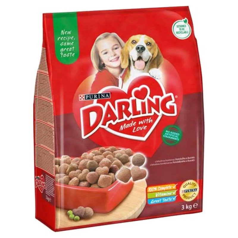 DARLING Pes Granule 3kg Mäso a Zelenia