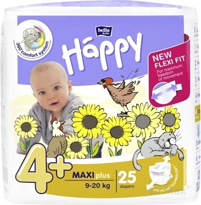 bella HAPPY 4+ MAXI plus 1x25 ks, detské plienky (9-20 kg)