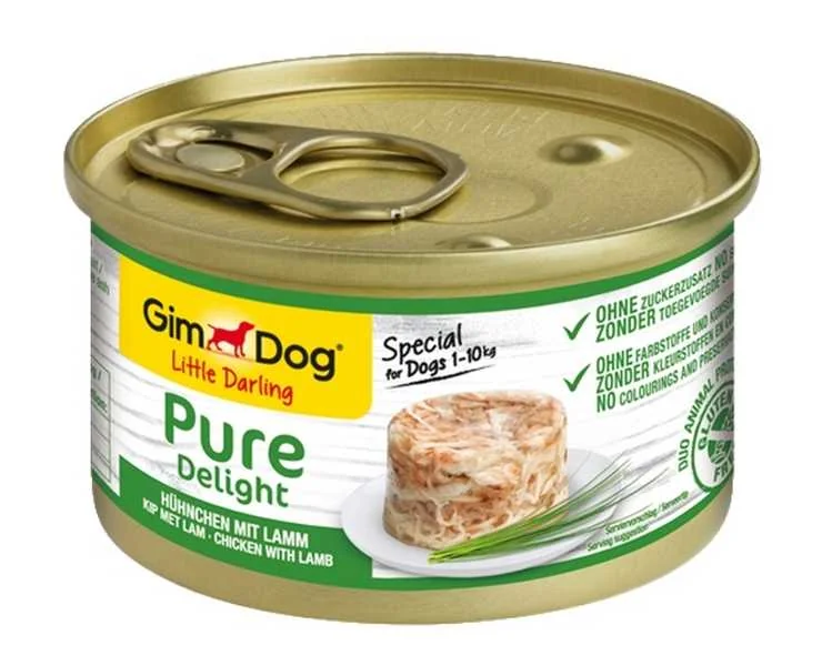 Gimdog Konzerva Pure Delight Kura s Jahňacím 85g 1×85 g