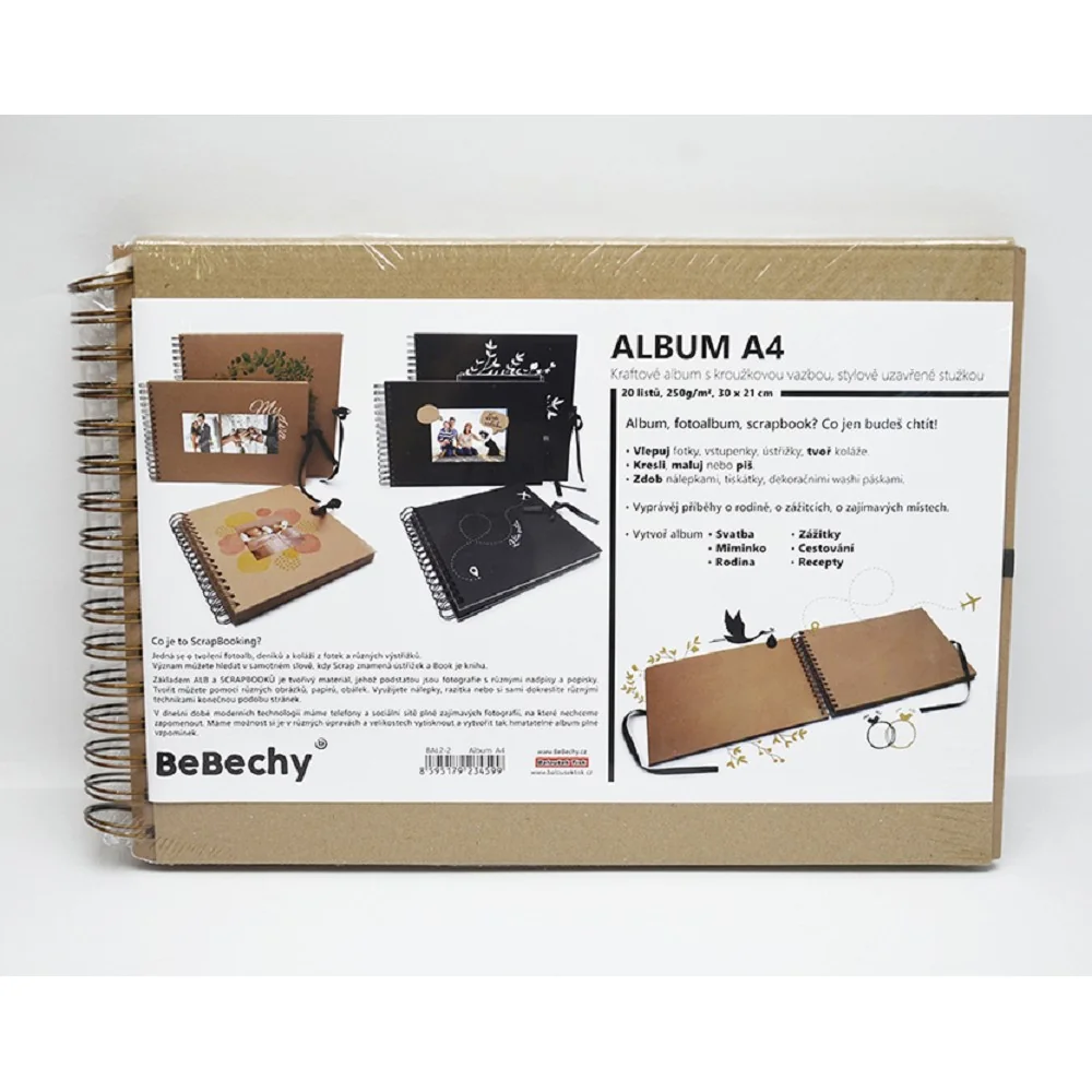 Scrapbook album A4 kraftové, 30 × 21 cm 30 listov, hnedé