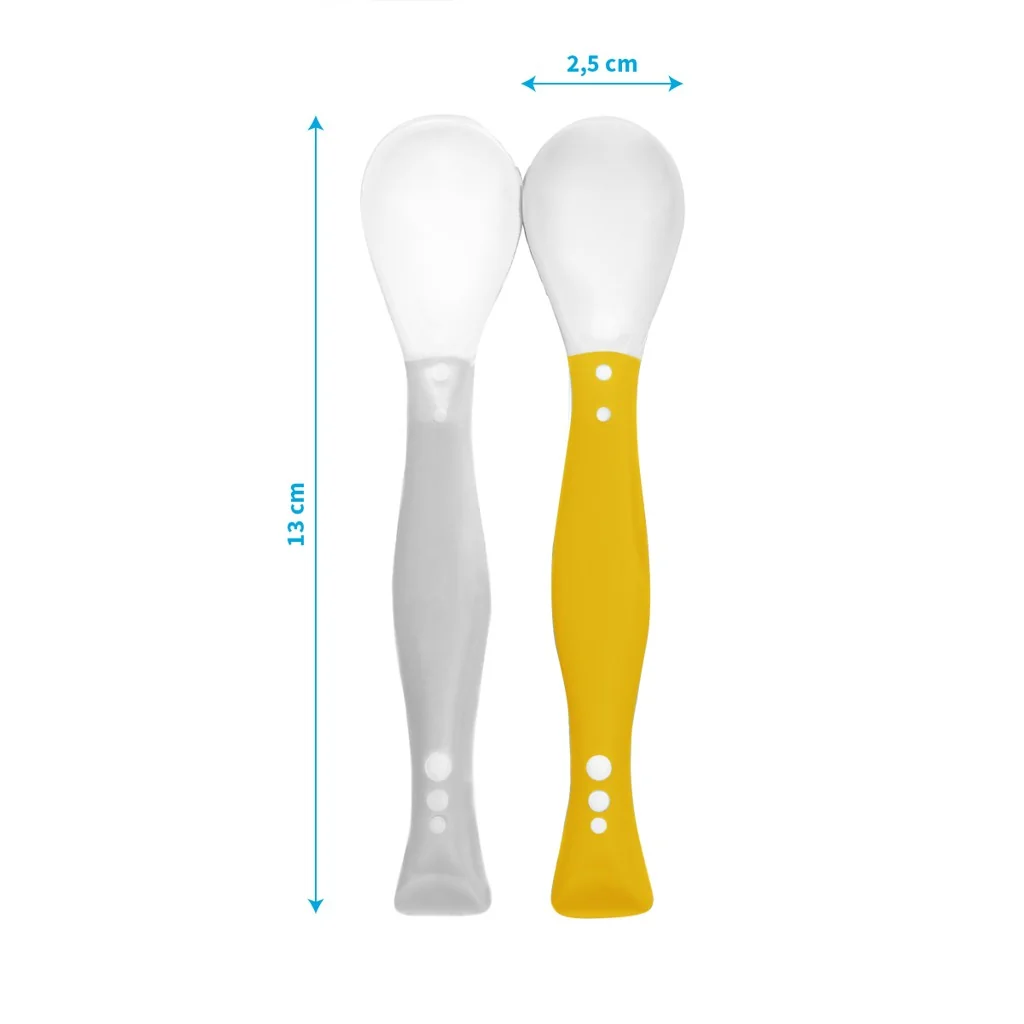 BABYONO Lyžičky flexi 2ks šedo/žlté 1×1 ks, lyžička