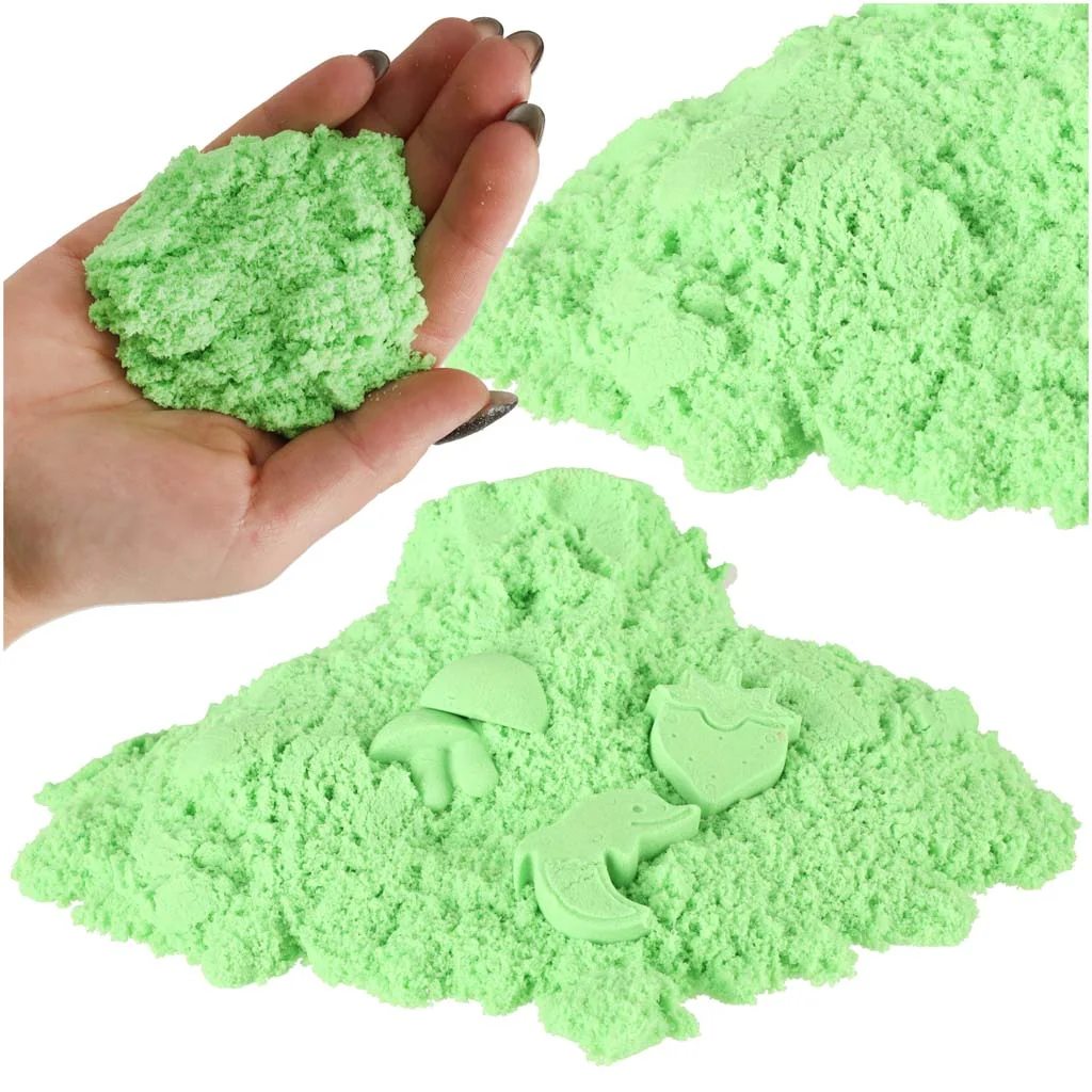 Kinetický piesok 1 kg – zelený, kreatívna hra