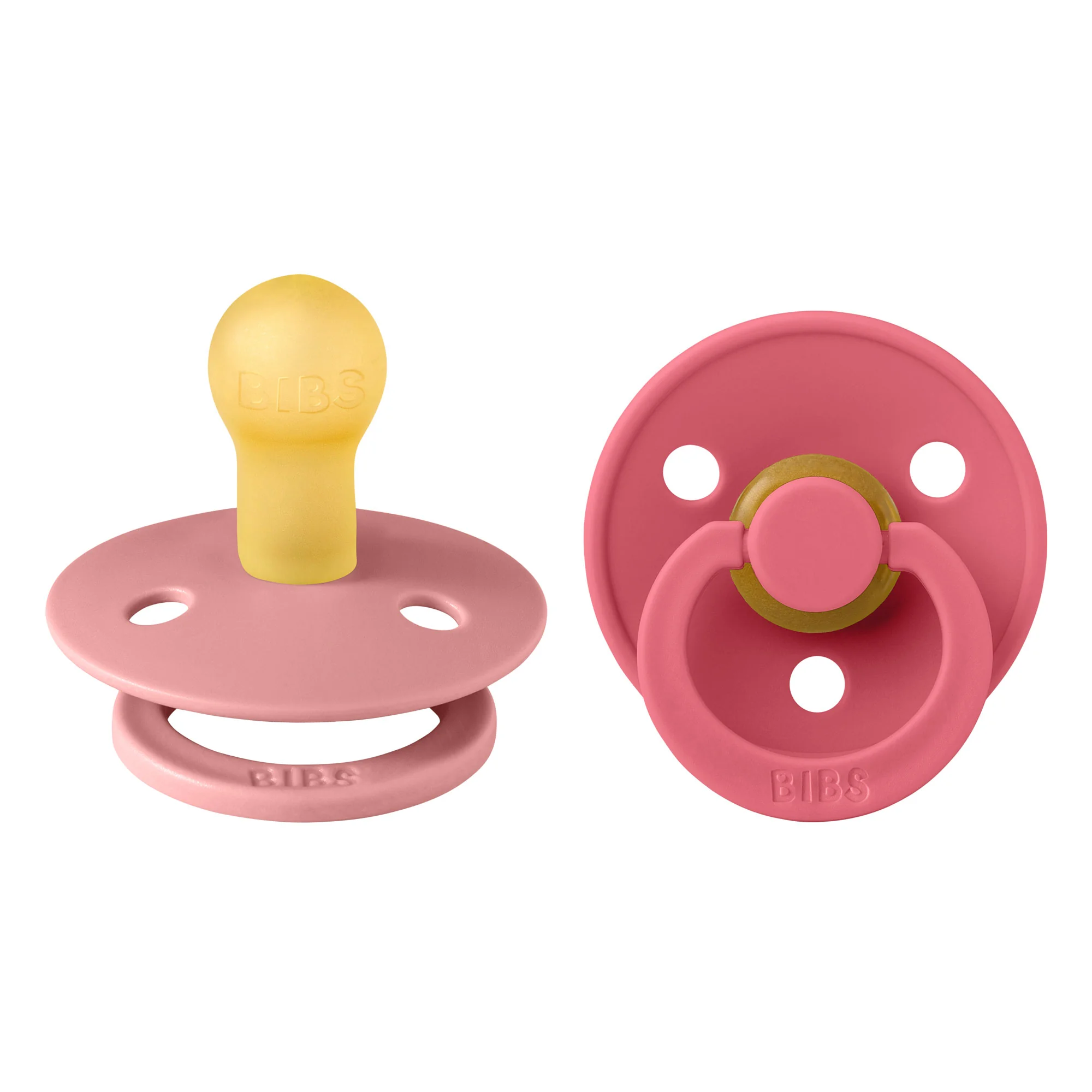 BIBS Colour cumlíky z prírodného kaučuku 2ks veľkosť 1 - Dusty Pink / Coral