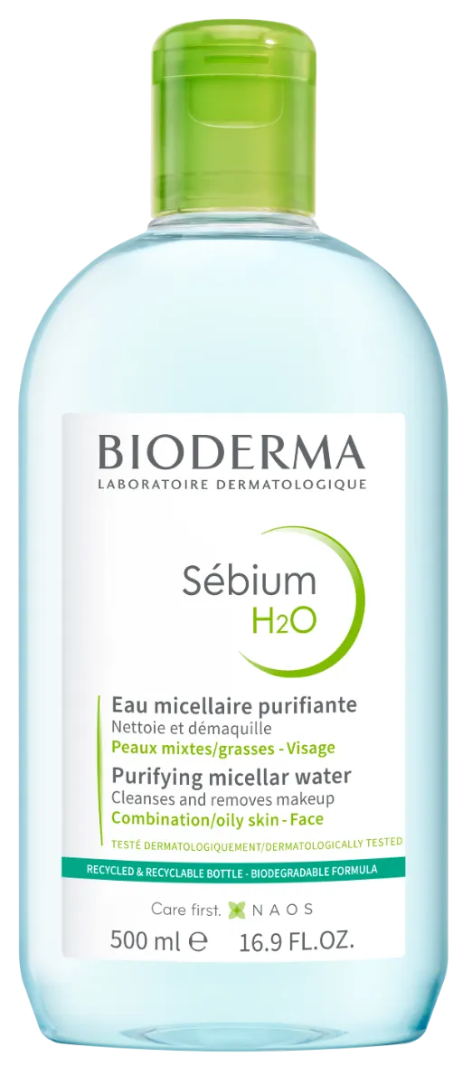 BIODERMA Sébium H2O micelárna voda na mastnú pleť a akné 1×500 ml, micelárna voda