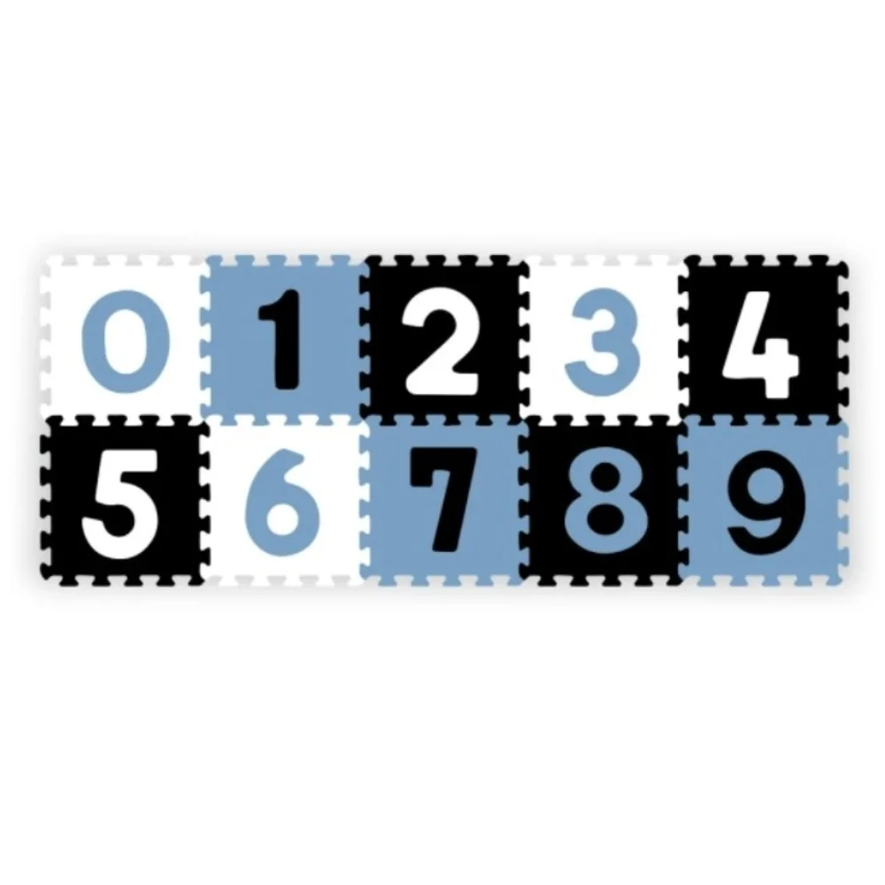 Penové puzzle - Čísla, 10ks, čierna / modrá / biela