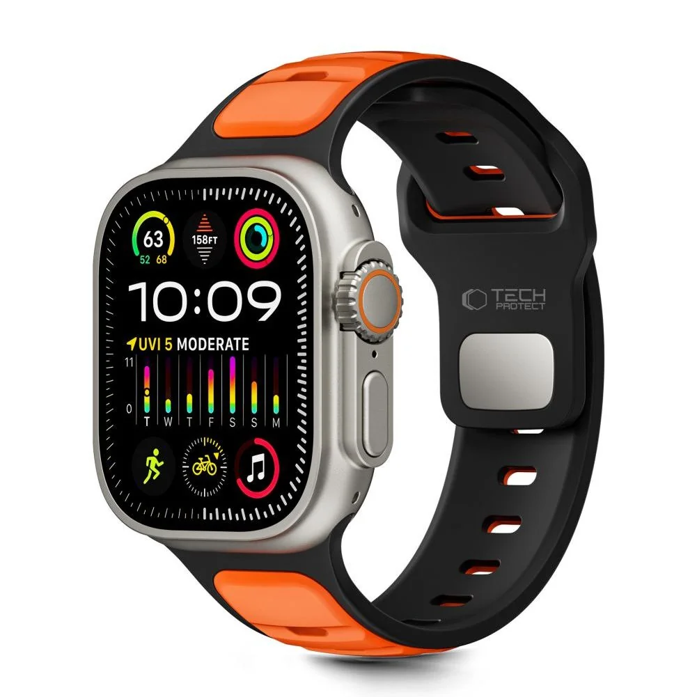 Tech-Protect Iconband Line remienok na Apple Watch 44/45/46/49mm, black/orange k/orange