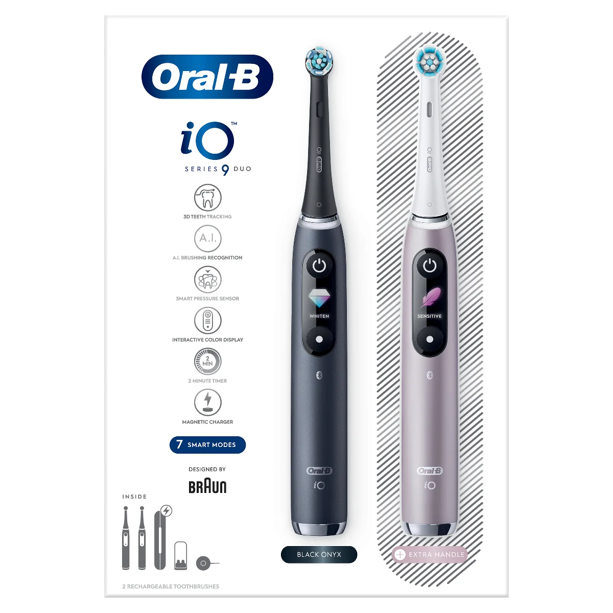 ORAL B IO SERIES 9 DUO BLACK&ROSE ELEKTRICKÁ ZUBNÁ KEFKA "Poškodený obal" 1×1 set, elektrická zubná kefka, produkt s poškodeným obalom
