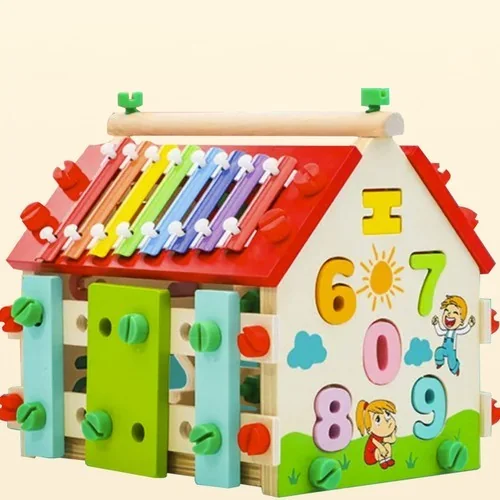 Multifunkčný drevený edukačný domček pre deti House Wood