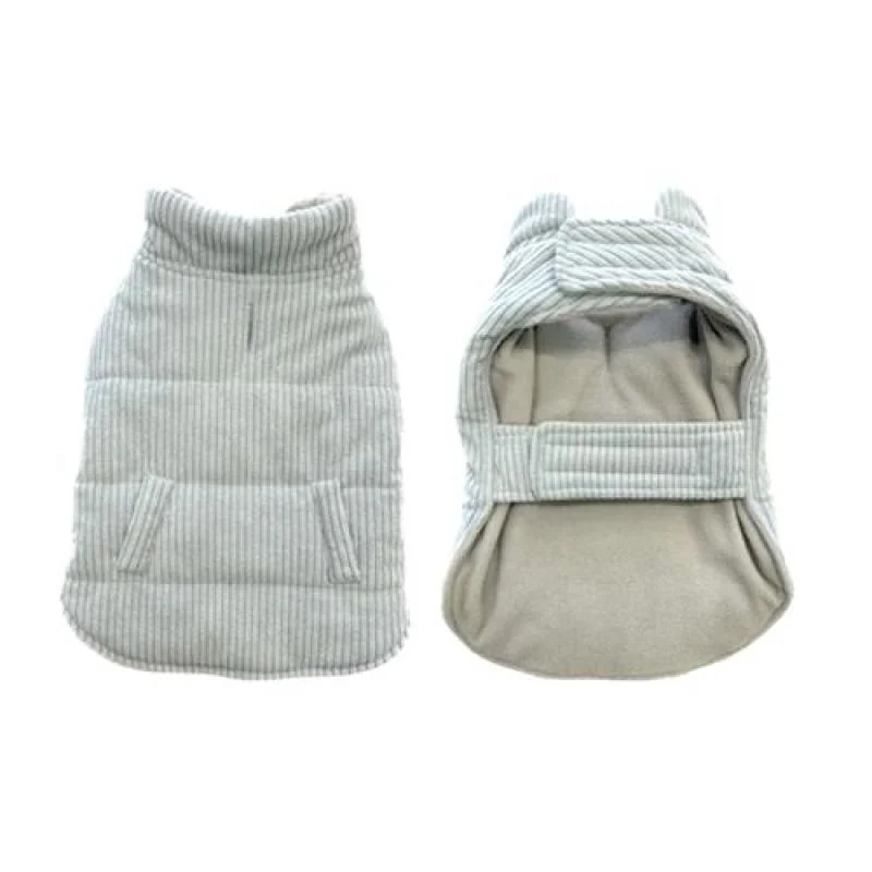 DUVO+ menčestrová bunda pre psov XS 30cm sivá